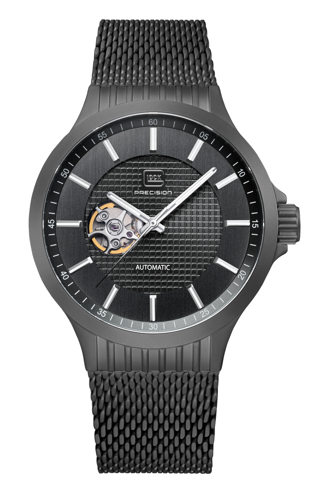GLOCK GW-13-1-24 Gunmetal Automatic Watch with Mesh Strap