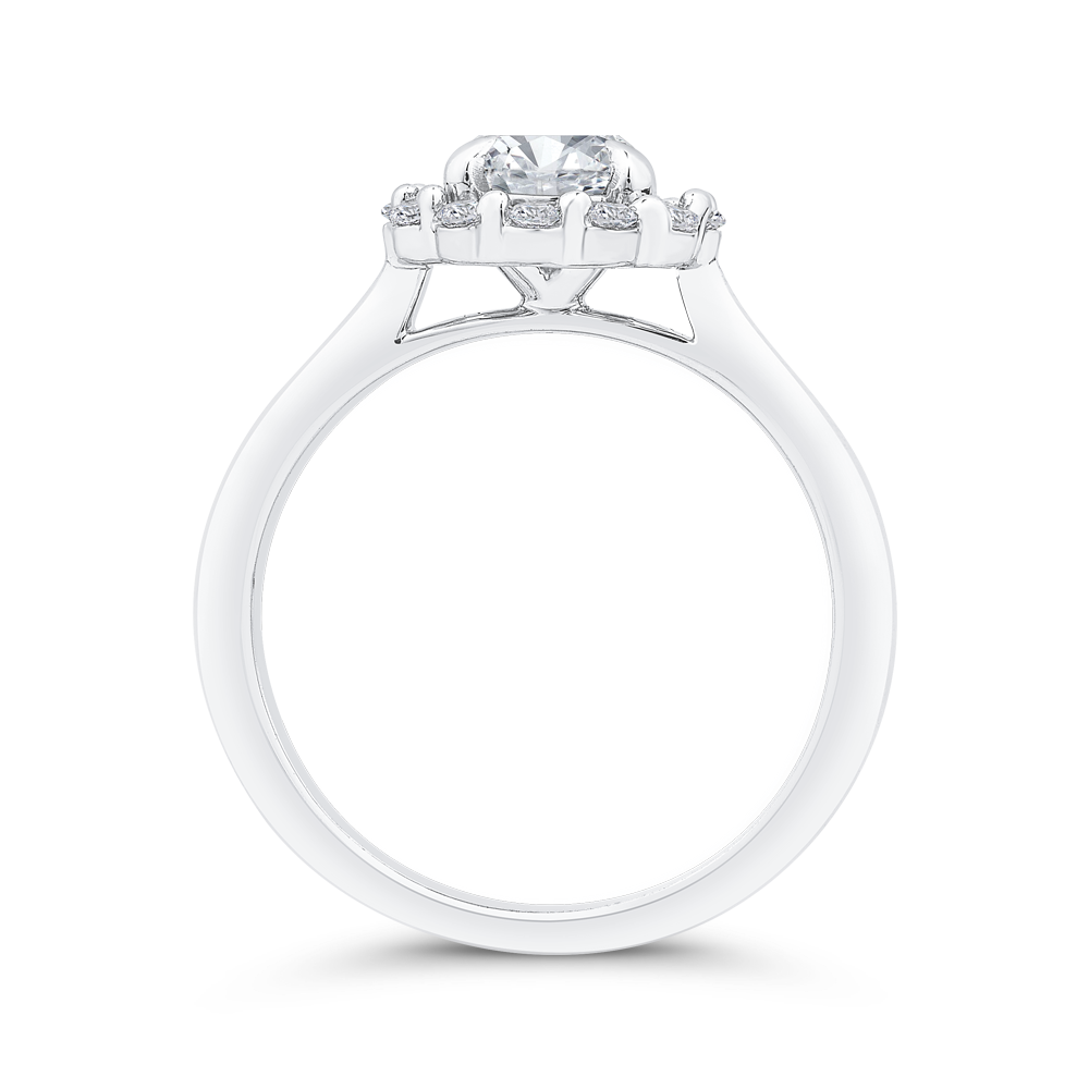 14K White Gold Halo Straight Round Diamond Semi-Mount Ring .20CTW.