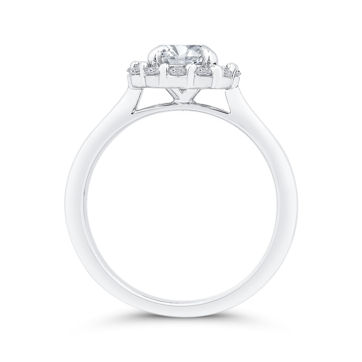 14K White Gold Halo Straight Round Diamond Semi-Mount Ring .20CTW.