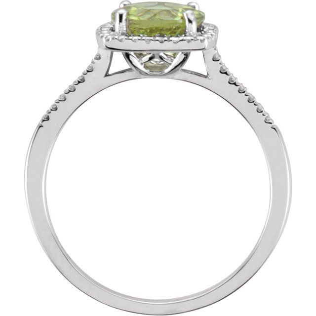 Sterling Silver Natural Peridot Halo Cocktail Ring