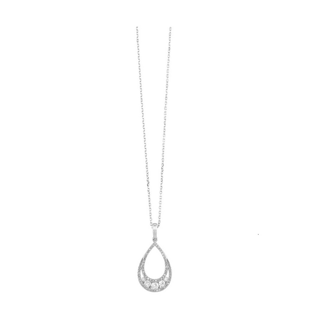 14K White Gold 0.25CTW. Natural Diamond Accented Pendant Necklace