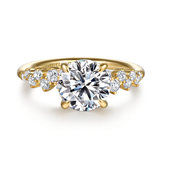 14K Yellow Gold Round Diamond Engagement Ring