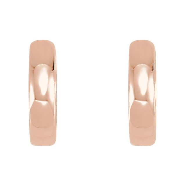 14K Rose Gold Wide Huggie Hoop Earrings