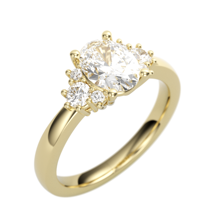 14K Yellow Gold Accented Oval Diamond Semi-Mount Ring .29CTW.
