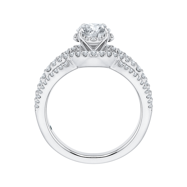 14K White Gold Twist Round Diamond Semi-Mount Ring