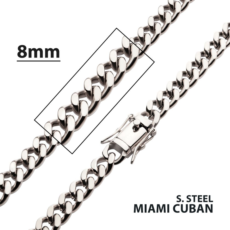 8mm Stainless Steel Miami Cuban Chain Necklace