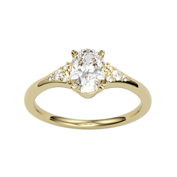 14K Yellow Gold Accented Oval Diamond Semi-Mount Ring .06CTW.