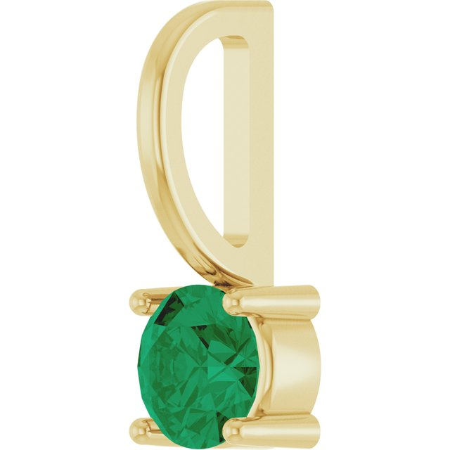 14K Yellow Gold Lab Grown Emerald Solitaire Pendant Necklace