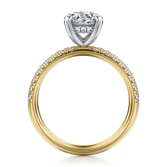 14K Yellow Gold Straight Accented Round Diamond Semi-Mount Ring 0.27CTW.