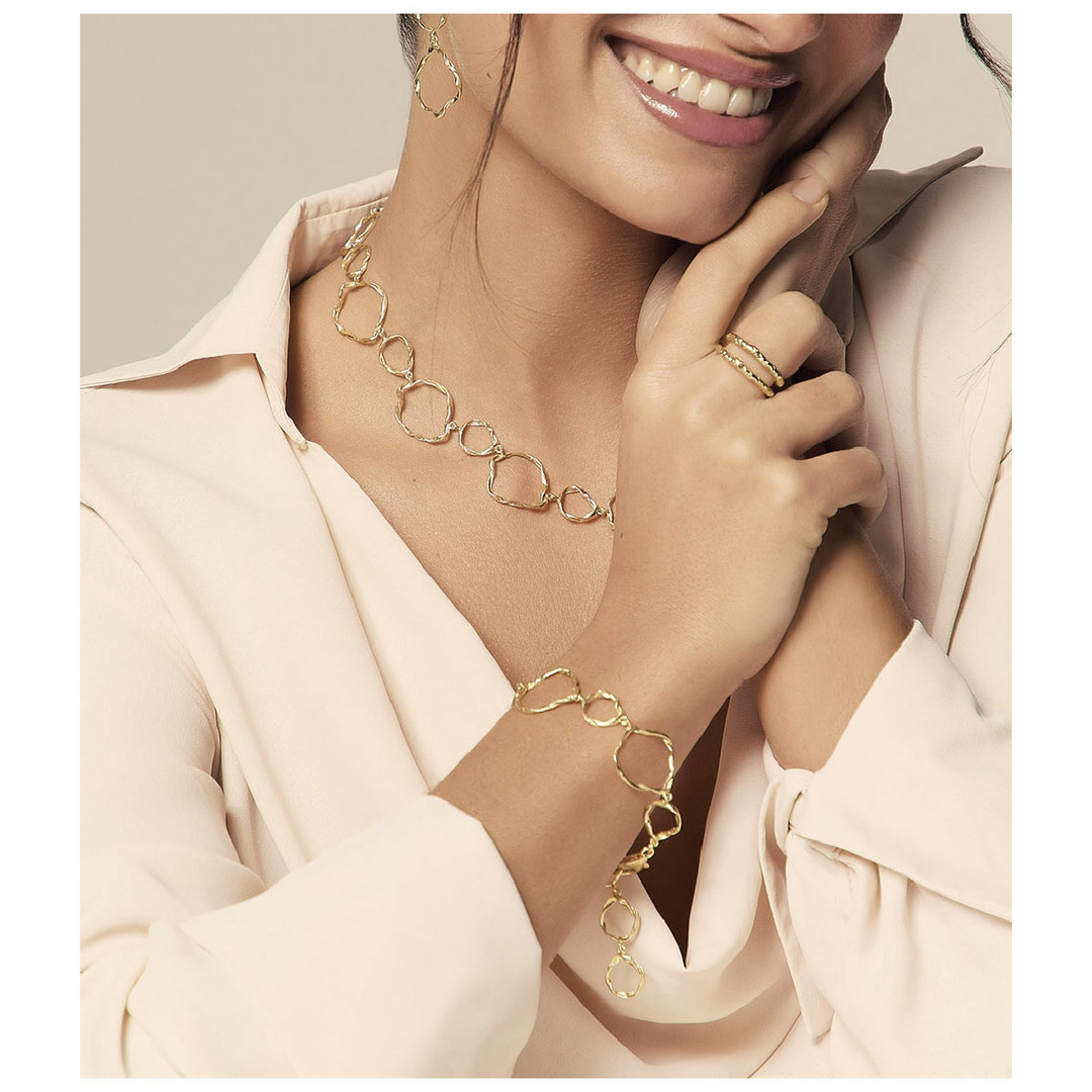 Unique Sterling Silver Circle Link Bracelet in 18K Gold Plating