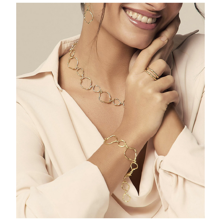Unique Sterling Silver Circle Link Bracelet in 18K Gold Plating