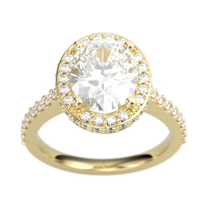 14K Yellow Gold Halo Oval Diamond Semi-Mount Ring .68CTW.