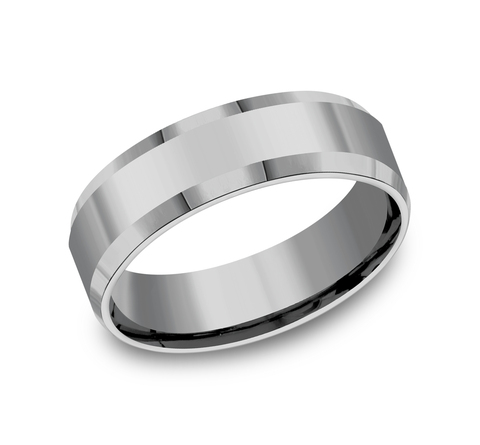 Light Gray Tungsten Satin Standard Fit 7mm Wedding Band
