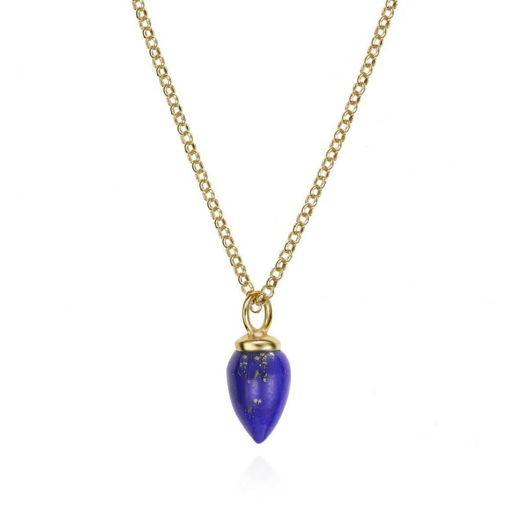 Sterling Silver Natural Lapis Lazuli Pendant in 18k Gold Plating