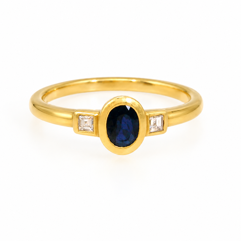 18KY .05 CTW DIA / SAPH. RING