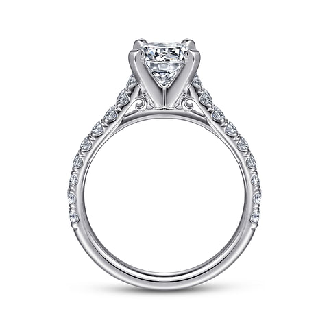 14K White Gold Accented Round Diamond Semi-Mount Ring .51CTW.