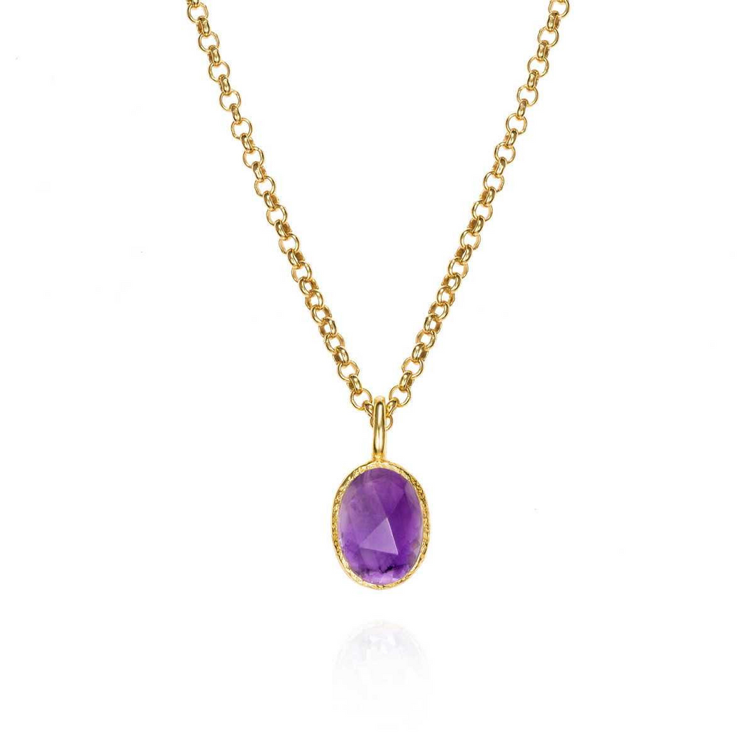 Sterling Silver NaturalAmethyst Pendant in 18k Gold Plating