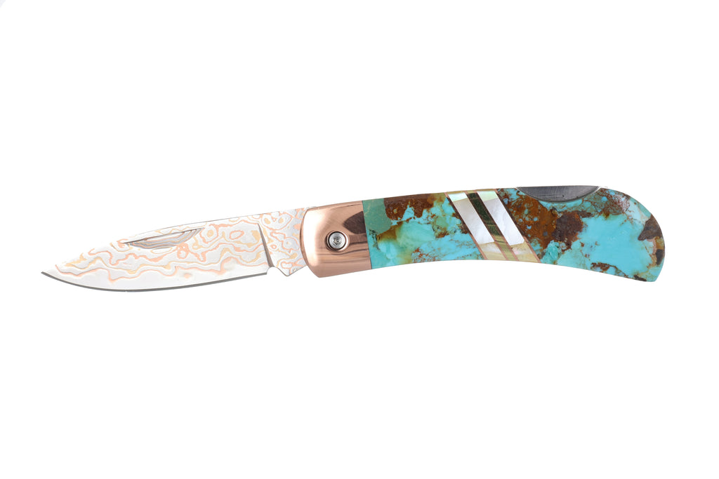3" Lockback Copper & Brass Core Damascus Pocket Knife