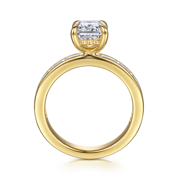 14K Yellow Gold Emerald Cut Baguette Diamond Engagement Ring (0.65 ctw)
