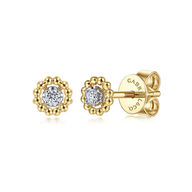 14K Yellow & White Gold Bujukan Diamond Stud Earrings (0.06 ctw)