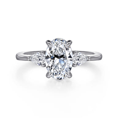 14K White Gold Oval Three Stone Diamond Engagement Ring (0.30 ctw)