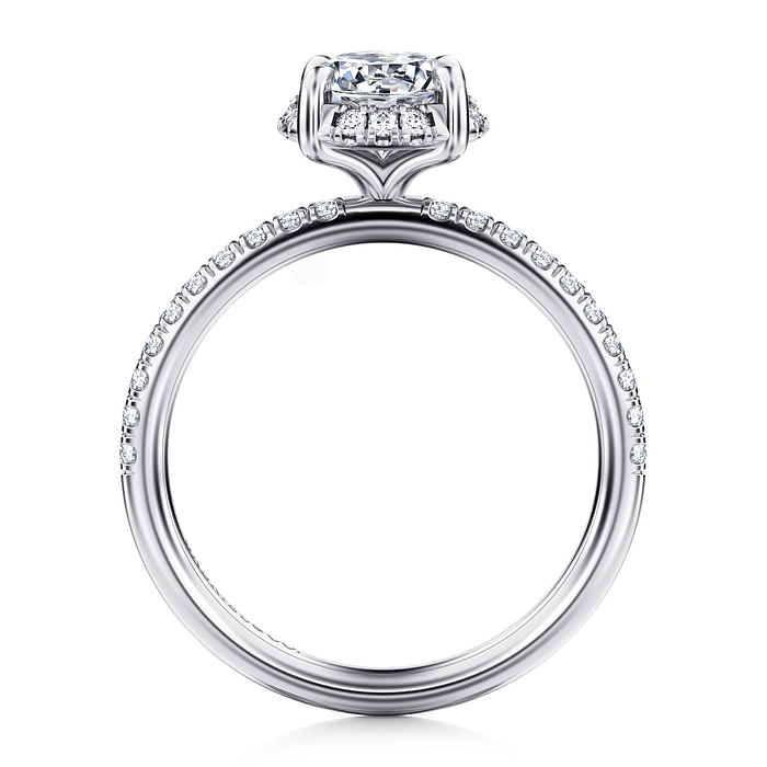 14K White Gold Accented Straight Round Diamond Semi-Mount Ring 0.25CTW.