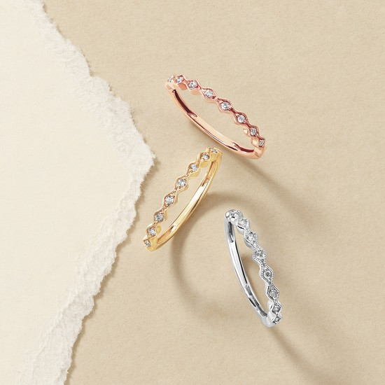 14K Yellow Gold 0.08CTW Natural Diamond Stackable Ring