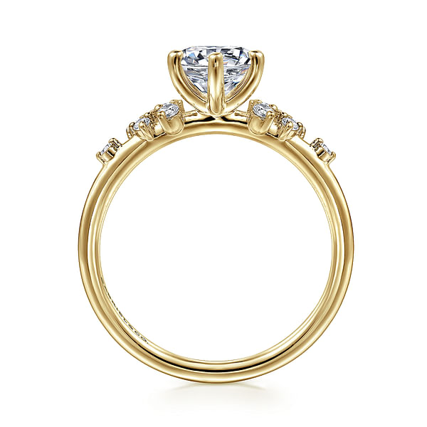 14K Yellow Gold Accented Round Diamond Semi-Mount Ring (0.17CTW.)