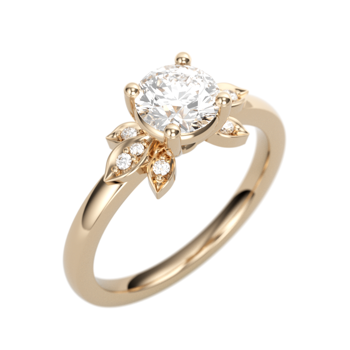 14K Rose Gold Floral Round Diamond Semi-Mount Ring .05CTW.