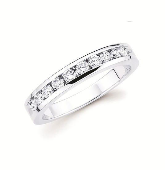 14K White Gold Channel Set Diamond Anniversary Band (0.50 ctw)