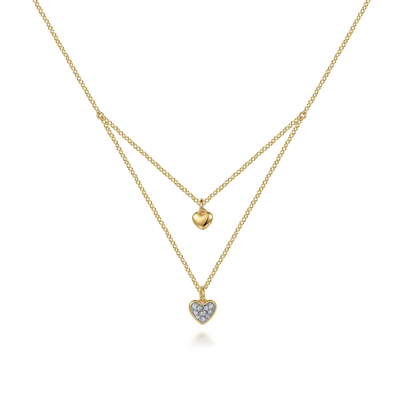 14KY .06 CTW DIA DBL HEART PEN