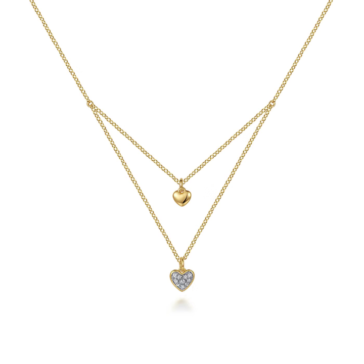 14KY .06 CTW DIA DBL HEART PEN