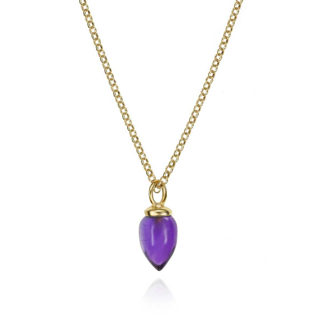 Sterling Silver Natural Amethyst Pendant in 18k Gold Plating