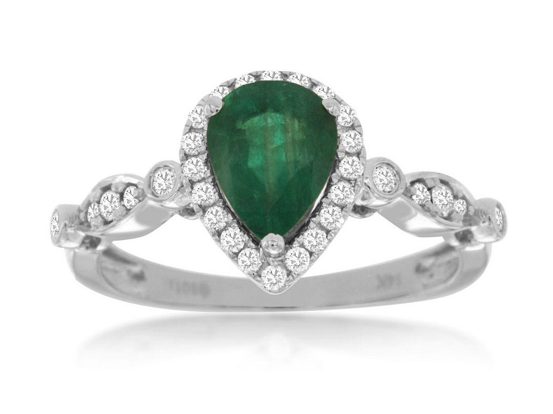 14KW .25 CTW DIA / EMERALD RIN