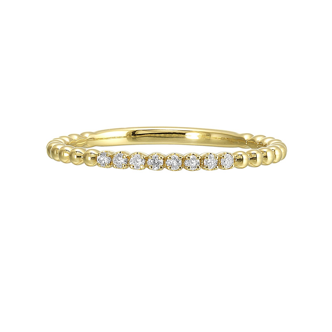 14K Yellow Gold Eight Diamond Stackable Ring (0.05 CTW)