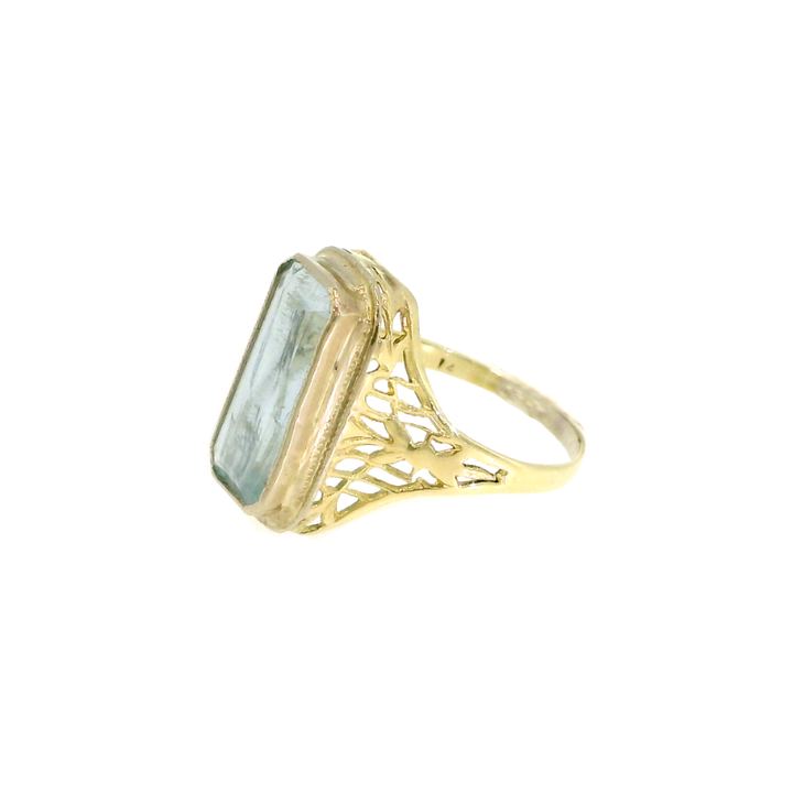 14KW AQUAMARINE RING 0071