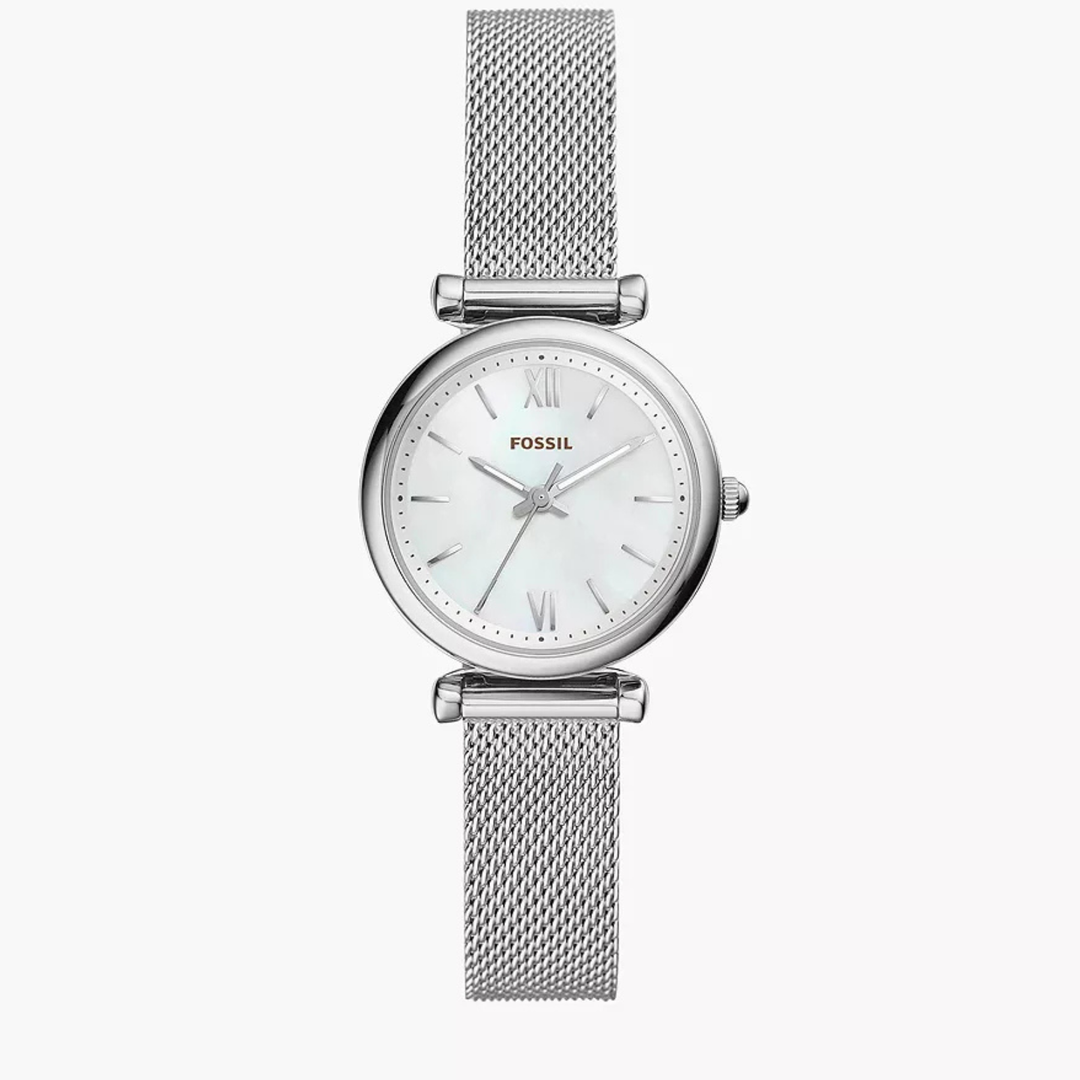 Fossil Watch:Carlie Mini Three-Hand Stainless Steel Watch