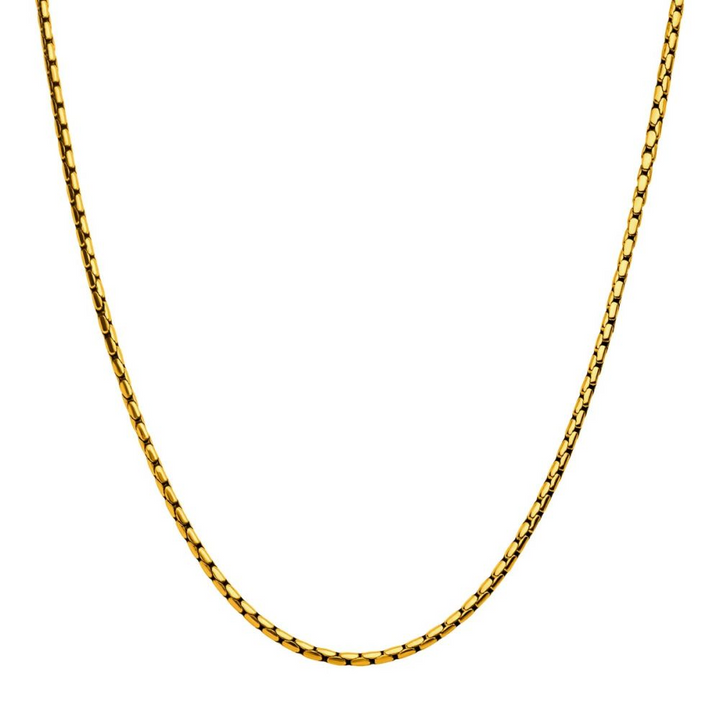 3mm 18K Gold IP Boston Link Chain Necklace