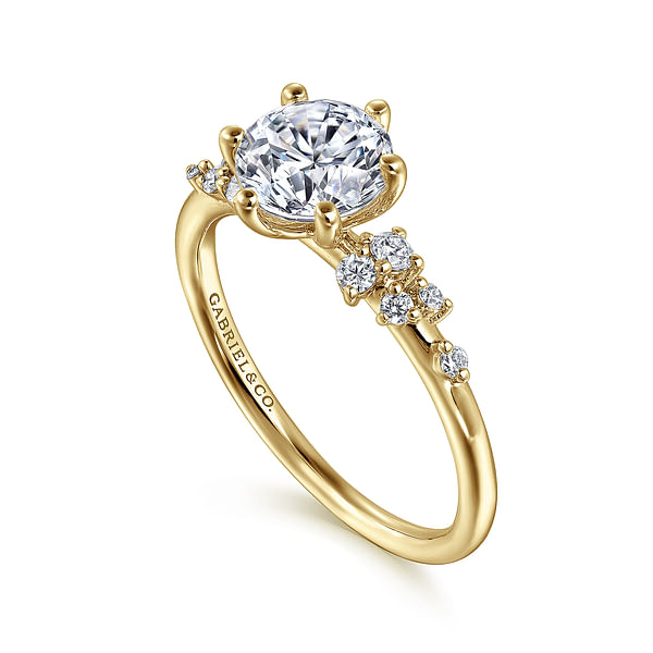 14K Yellow Gold Accented Round Diamond Semi-Mount Ring 0.17CTW.