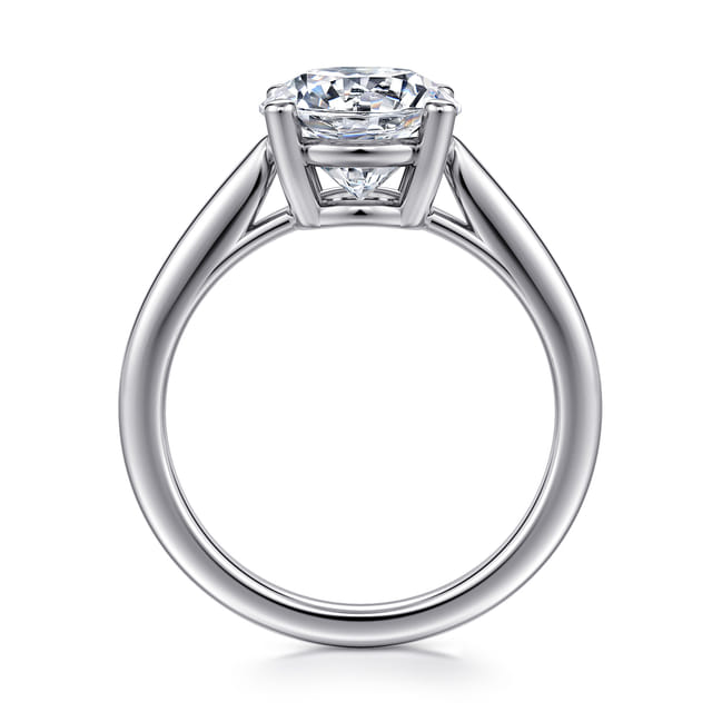 14K White Gold Solitaire Round Diamond Semi-Mount Ring CTW.
