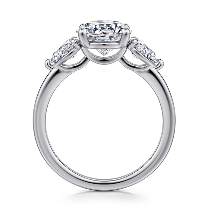 14K White Gold 3 Stone Solitaire Round Diamond Semi-Mount Ring 0.60CTW.