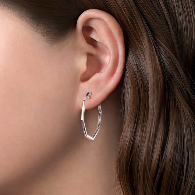 Classic Geometric Hoop Earrings in  Sterling Silver