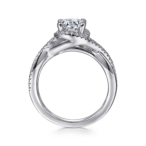 14K White Gold Straight Round Diamond Semi-Mount Ring .20CTW.