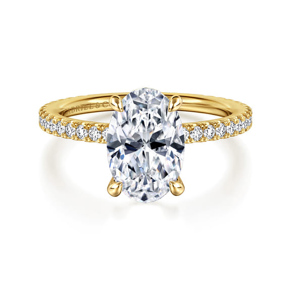 14K Yellow Gold Oval Diamond Engagement Ring