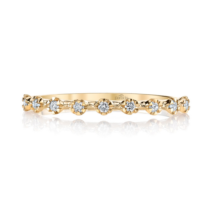 14K Yellow Gold Bezel-Set Round Diamond Anniversary Band Mounting (1.5 mm)