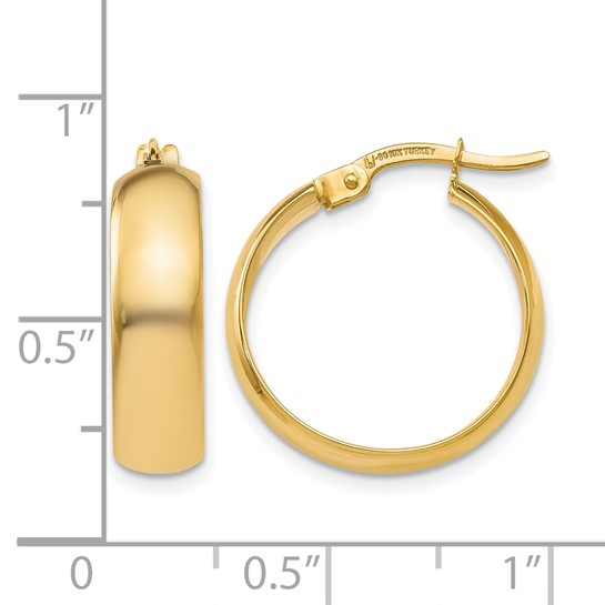 10K Yellow Gold Polished Hinged Hoop Earrings 4 x 19mm