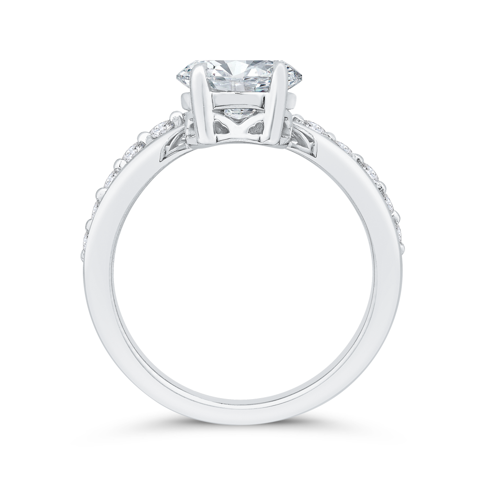 14K White Gold Twist Accented Oval Diamond Semi-Mount Ring .27CTW.