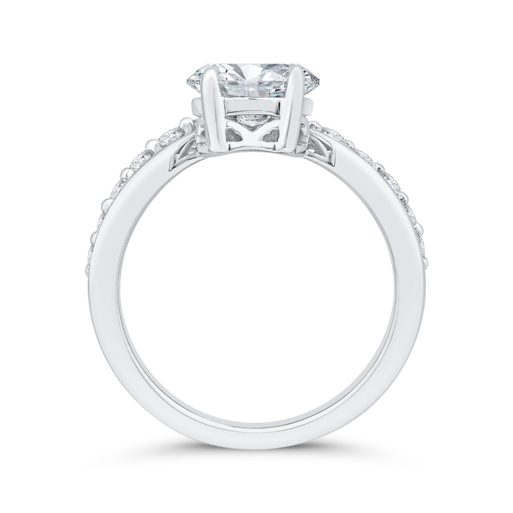 14K White Gold Twist Accented Oval Diamond Semi-Mount Ring .27CTW.