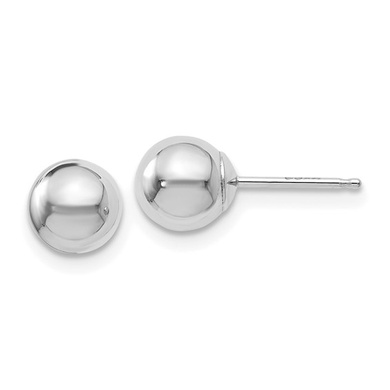 14K White Gold 6mm Fashion Stud Earrings