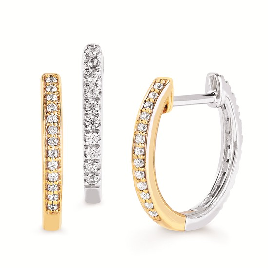 Reversible Diamond Hoop Earrings in 10K Two-Tone Gold